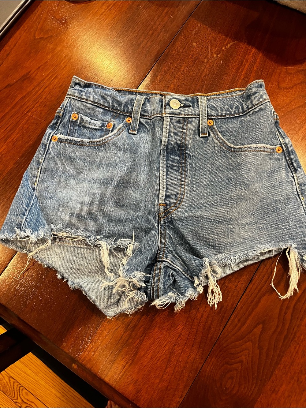 Levi's Light Blue Distressed Denim Cutoff Shorts